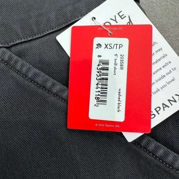 NWT Spanx Twill Stretch Short washed Black High Rise Size XSmall - Picture 5 of 9